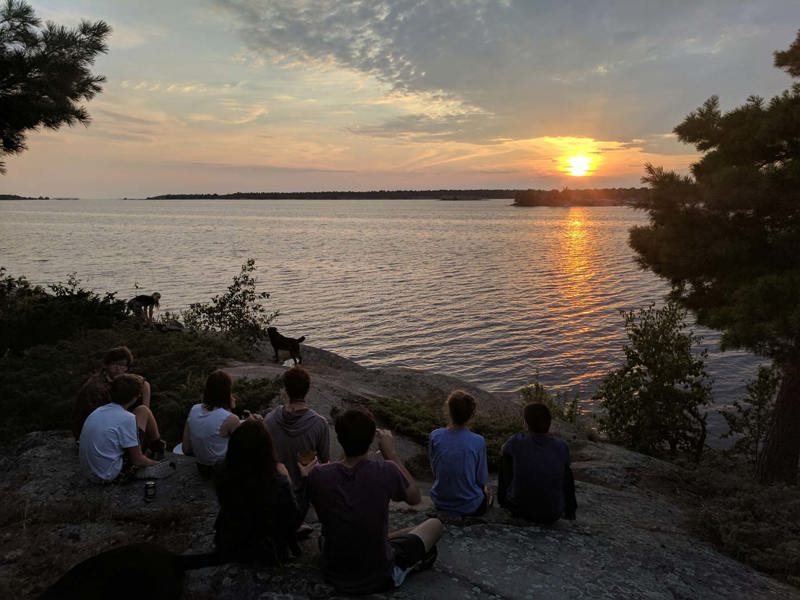 Gathering to watch the sunset